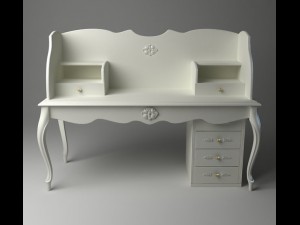 white ladies writing desk 3D 模型