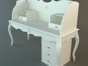 white ladies writing desk 3D 模型