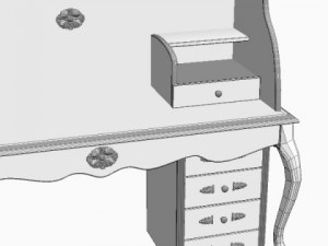 white ladies writing desk 3D 模型