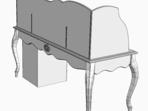 white ladies writing desk 3D Model