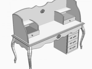 white ladies writing desk 3D 模型