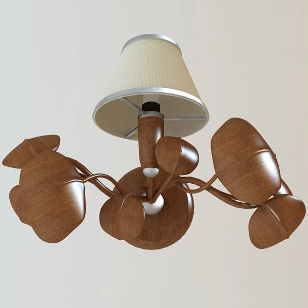 lumin&aacute;ria com folhas de madeira Modelo 3D .c4d .max .obj .3ds .fbx .stl .blend 