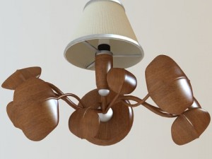 sconce lamp with wooden leaves 3D Model