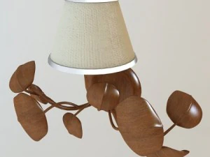 lumin&aacute;ria com folhas de madeira Modelo 3D