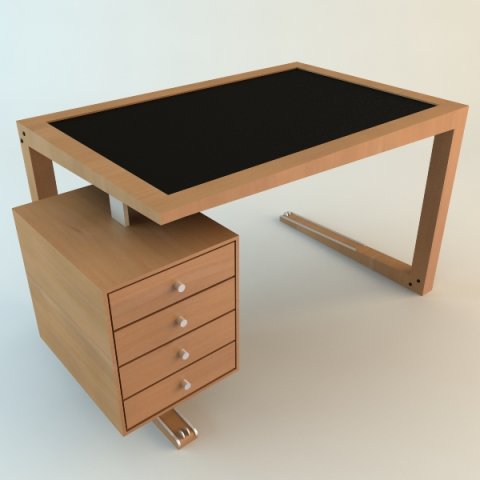 contemporary wooden desk 3D Модель .c4d .max .obj .3ds .fbx .stl .blend 
