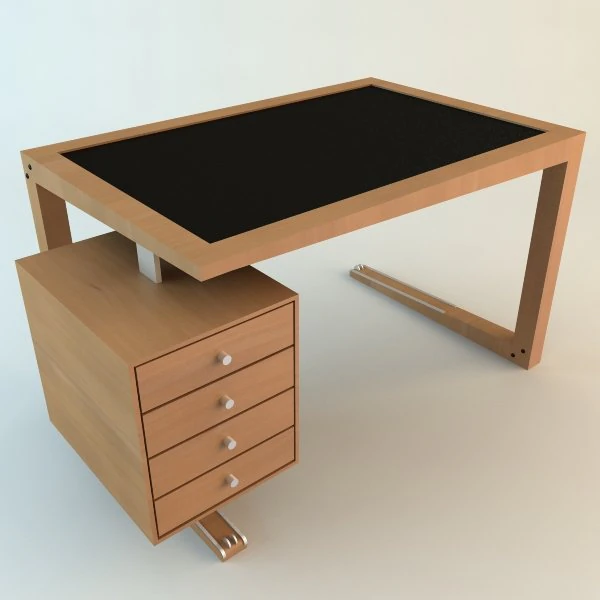 contemporary wooden desk 3D Model .c4d .max .obj .3ds .fbx .stl .blend