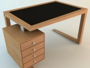 समसामयिक लकड़ी का डेस्क 3D मॉडल