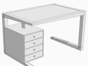 contemporary wooden desk 3D Model