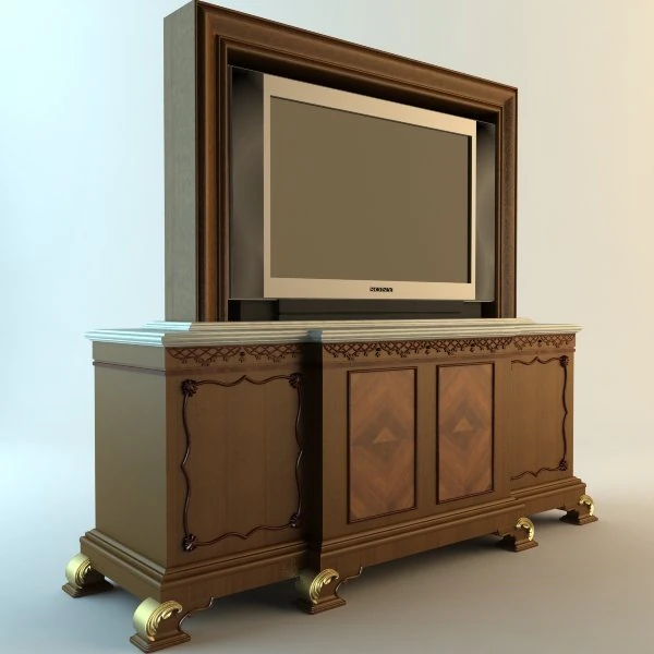 tv and stand 3D Model .c4d .max .obj .3ds .fbx .stl .blend 