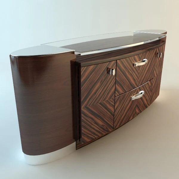 zebrawood buffet cabinet 3D Model .c4d .max .obj .3ds .fbx .stl .blend