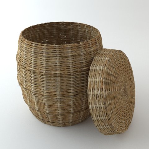 wicker basket with cover Modèle 3D .c4d .max .obj .3ds .fbx .stl .blend