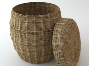 wicker basket with cover 3D Model