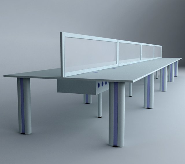 long workstation desk 3D Модель .c4d .max .obj .3ds .fbx .stl .blend