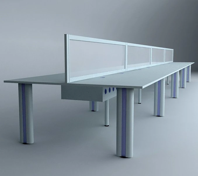 long workstation desk 3D Model .c4d .max .obj .3ds .fbx .stl .blend 