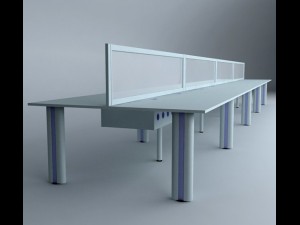 long workstation desk 3D Models