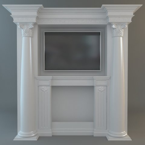 classical style wall with flatscreen tv 3D 모델 .c4d .max .obj .3ds .fbx .stl .blend