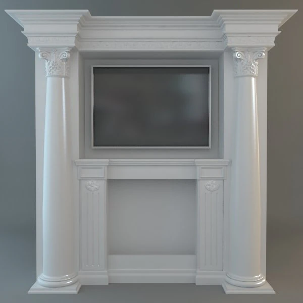 classical style wall with flatscreen tv 3D Model .c4d .max .obj .3ds .fbx .stl .blend 