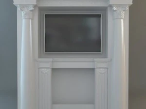 평면 TV가 있는 고전적인 스타일의 벽 3D 모델