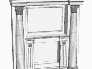 classical style wall with flatscreen tv 3D Model