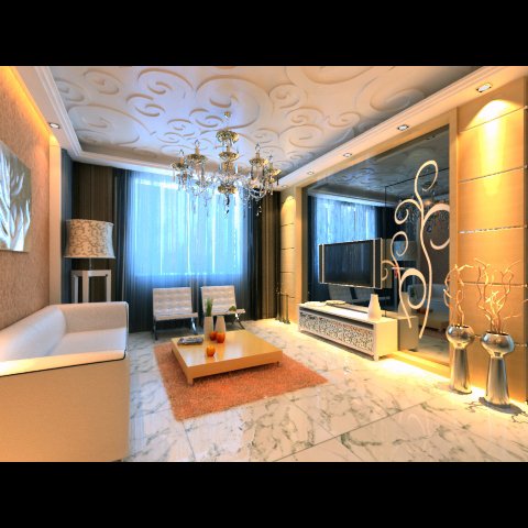 photorealistic living room 0003 3D Model .c4d .max .obj .3ds .fbx .stl .blend 