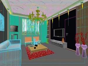 ruang tamu fotorealistik 0003 Model 3D