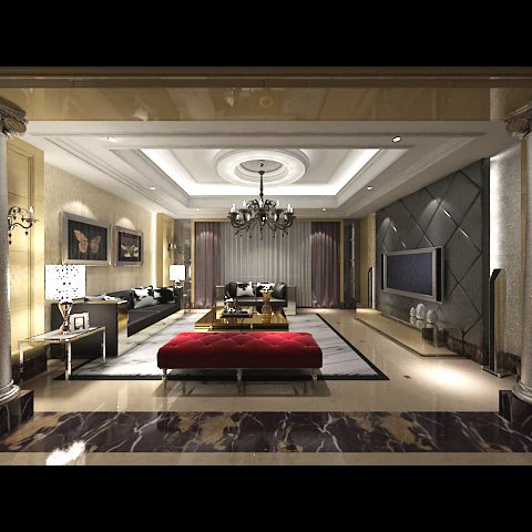 photorealistic living room 0004 3D Model .c4d .max .obj .3ds .fbx .stl .blend 