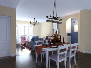 photorealistic living  dining room 0007 3D Model