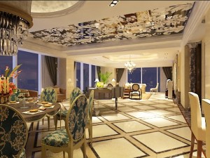 photorealistic living  dining room 0009 Modello 3D