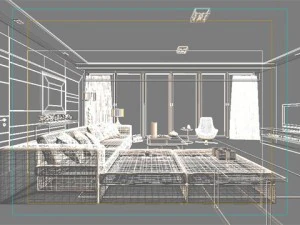 photorealistic living  dining room 0006 3D Model
