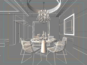 photorealistic living  dining room 0006 3D Model