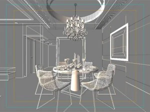 photorealistic living  dining room 0006 3D Model