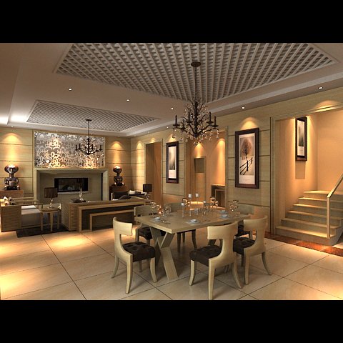 photorealistic living  dining room 0013 3D Модель .c4d .max .obj .3ds .fbx .stl .blend 