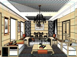 photorealistic living  dining room 0013 3D Model