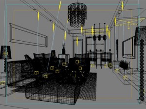 photorealistic living  dining room 0014 3D Model