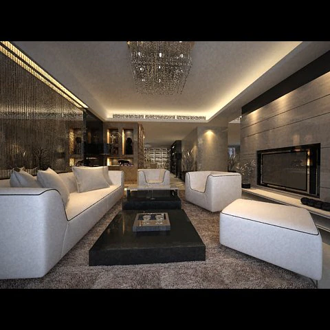 photorealistic living dining room 0017 3D Model .c4d .max .obj .3ds .fbx .stl .blend