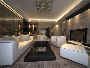 photorealistic living  dining room 0017 3D Model