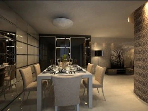photorealistic living  dining room 0017 3D Model