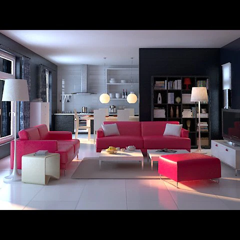 photorealistic living  dining room 0020 3D Model .c4d .max .obj .3ds .fbx .stl .blend 
