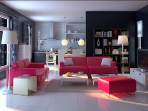 photorealistic living  dining room 0020 3D Model