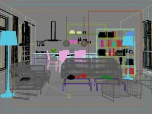 photorealistic living  dining room 0020 3D Model
