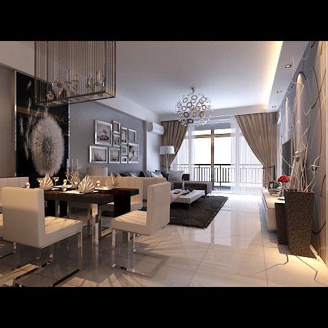 photorealistic living dining room 0024 3D Model .c4d .max .obj .3ds .fbx .stl .blend