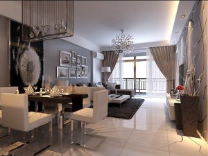 photorealistic living  dining room 0024 3D Модель