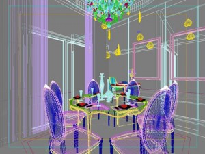 photorealistic living  dining room 0027 3D Модель