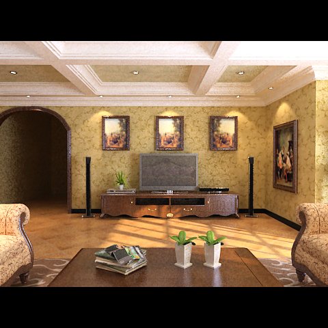 photorealistic living room 0034 3D 模型 .c4d .max .obj .3ds .fbx .stl .blend 