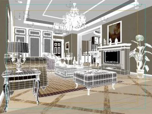 photorealistic living room 0041 3D Model