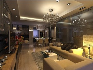 photorealistic living  dining room 0044 3D Model