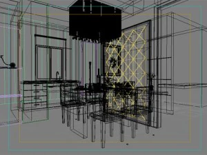 photorealistic living  dining room 0044 3D Model