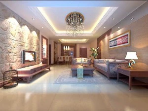 Soggiorno/sala da pranzo fotorealistico 0045 Modello 3D