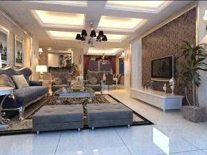 photorealistic living  dining room 0047 3D Модель