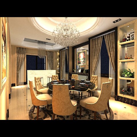 photorealistic dining room 0001 3D 模型 .c4d .max .obj .3ds .fbx .stl .blend 